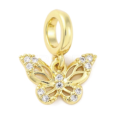 Brass Micro Pave Cubic Zirconia European Dangle Charms KK-D325-21G-02-1