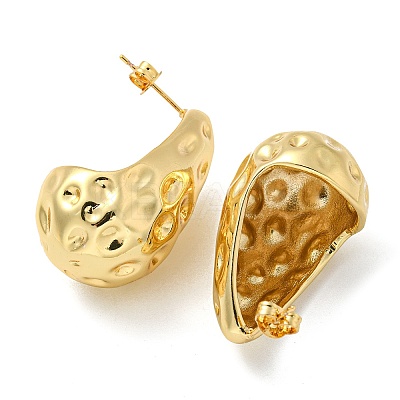 Rack Plated Teardrop Hammered Brass Stud Earrings for Women EJEW-Z048-15B-G-1