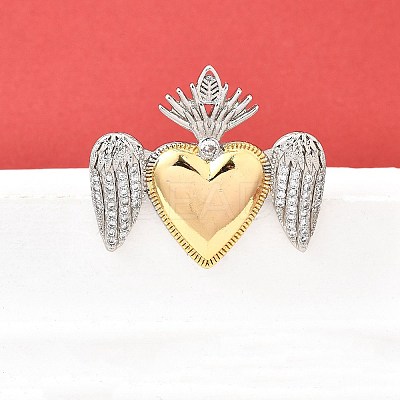 Brass Micro Pave Cubic Zirconia Cuff Rings for Women RJEW-F184-01A-GP-1