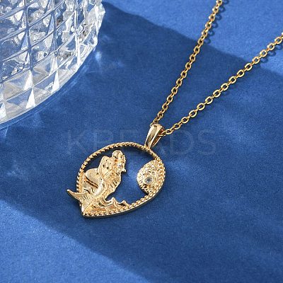 Brass Clear Cubic Zirconia Pendant Necklaces for Women NJEW-B121-01G-02-1