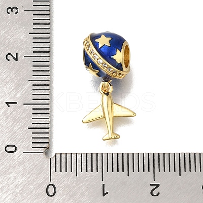 Brass Blue Enamel European Dangle Charms KK-M101-09G-1