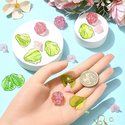 DIY Flower Leaf Acrylic Dangle Earring Jewelry Making Kits DIY-YW0010-07-1