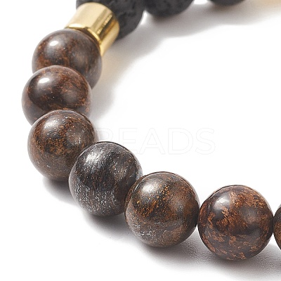 2Pcs 2 Style Dyed Natual & Synthetic Mixed Gemstone Beaded Stretch Bracelets Set BJEW-JB09325-1