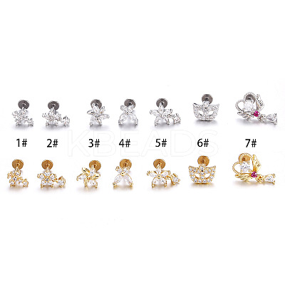 Stainless Steel Micro Pave Clear Cubic Zirconia Internally Threaded Labrets WGBE4CC-02-1