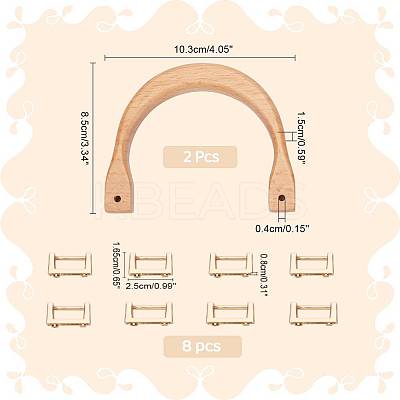 2Pcs Wooden U-shaped Bag Handles FIND-WR0008-22-1