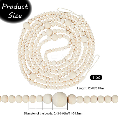 Round Wooden Beaded Garland for Christmas Tree Decoration AJEW-WH20019-62-1