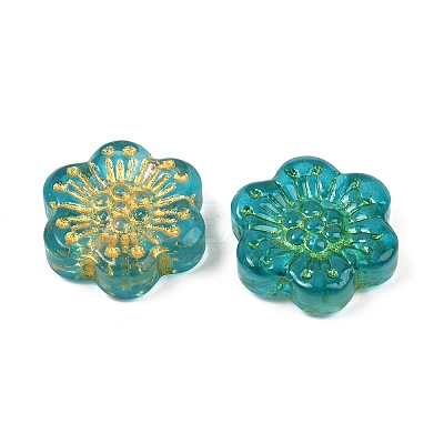 Baking Paint and Golden Metal Enlaced Glass Beads DGLA-T004-09B-1