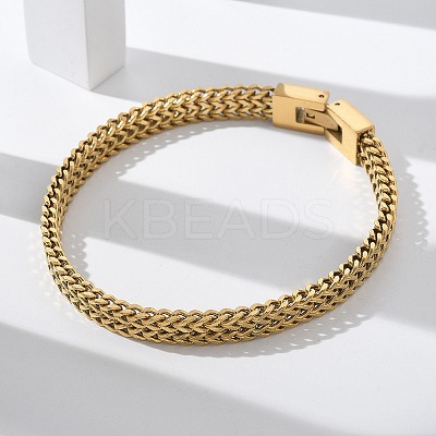 304 Stainless Steel Wheat Chain Bracelets for Women Men STAS-N117-02G-1
