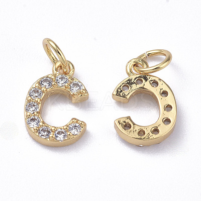 Brass Micro Pave Grade AAA Cubic Zirconia Charms ZIRC-P067-11G-C-NR-1