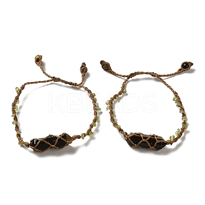 Natural Tiger Eye Bullet Braided Bead Bracelets BJEW-K225-01C-1