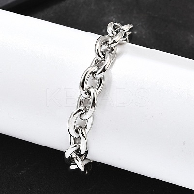 304 Stainless Steel Cable Chain Bracelets for Women LS-BJEW-Q050-01C-P-1
