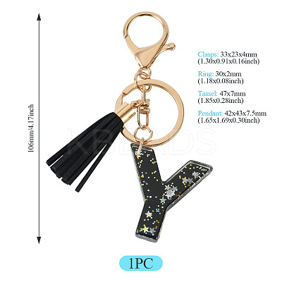 1Pc Resin Letter Keychains KEYC-TADJ0001-09Y-1