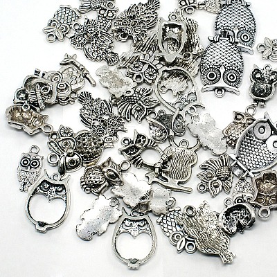 Tibetan Style Alloy Owl Pendants TIBEP-PH0001-02AS-1