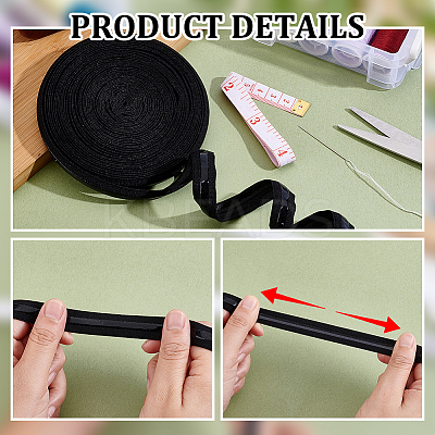 1 Roll Flat Polypropylene Non-Slip Elastic Cord OCOR-NB0002-57B-1