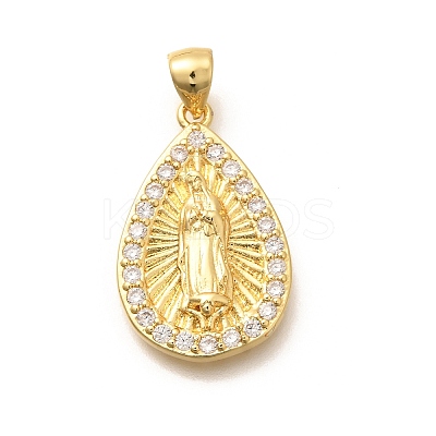 Religion Themed Rack Plating Brass Micro Pave Cubic Zirconia Pendants KK-L226-007G-21-1