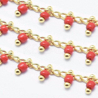 Handmade Glass Beaded Chains CHC-I026-H-04G-1