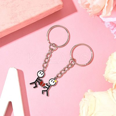 2Pcs 304 Stainless Steel Enamel Keychain KEYC-FS00034-02-1