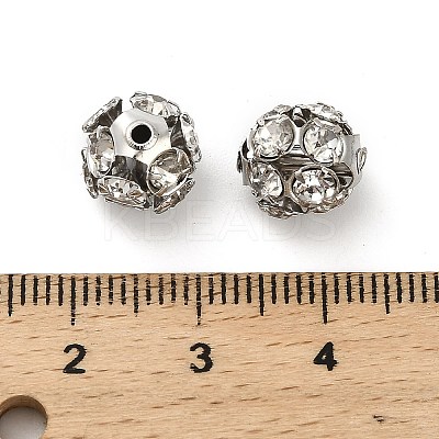 10mm Brass Crystal Rhinestone Beads KK-S519-01C-P-1