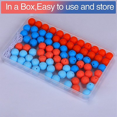 80Pcs 4 Style Round Silicone Focal Beads SIL-SZ0001-22L-1