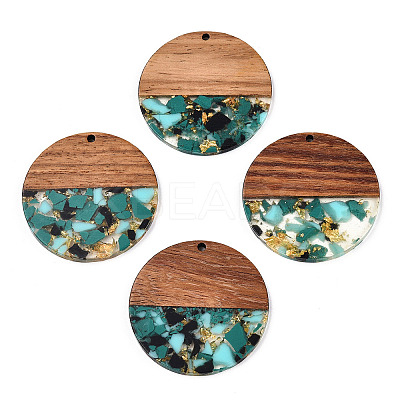 Transparent Resin & Walnut Wood Pendants RESI-TAC0017-75-A02-1