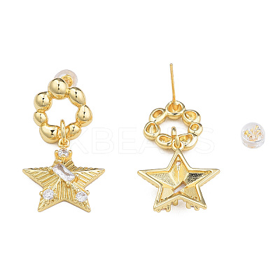 Cubic Zirconia Star Dangle Earrings EJEW-N011-78-1