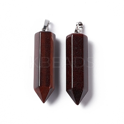 Dyed & Heated Natural Red Tiger Eye Double Terminated Pointed Pendants G-G926-01P-15-1