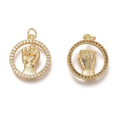 Brass Micro Pave Clear Cubic Zirconia Pendants X1-ZIRC-H107-01G-1