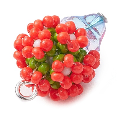 Beaded Flower Potted Charms PALLOY-MZ00446-01-1