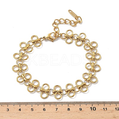 304 Stainless Steel Butterfly Link Chian Bracelets for Women BJEW-B162-01G-1