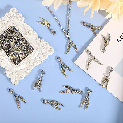 Tibetan Style Alloy Wing Pendant Decoration HJEW-AB00504-1