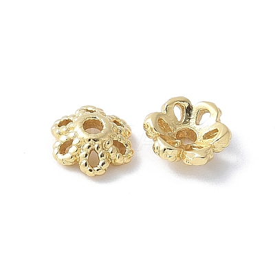 Flower Brass Bead Caps KK-F892-34G-01-1