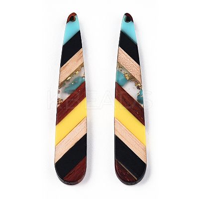 Transparent Resin & Walnut Wood Big Pendants RESI-E050-01B-E-1