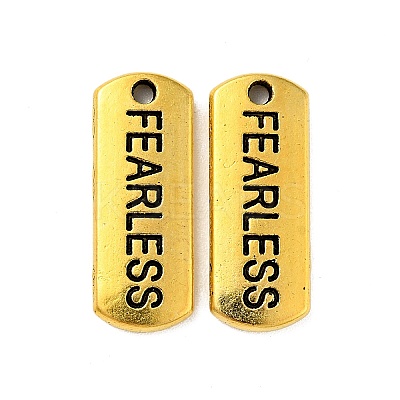 Tibetan Style Alloy Rectangle with Word Fearless Pendants LS-TIBEP-Q043-064AG-RS-1