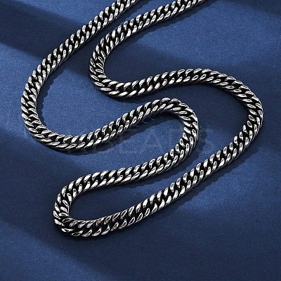 6MM 201 Stainless Steel Cuban Link Chain Necklaces NJEW-Q013-14B-1