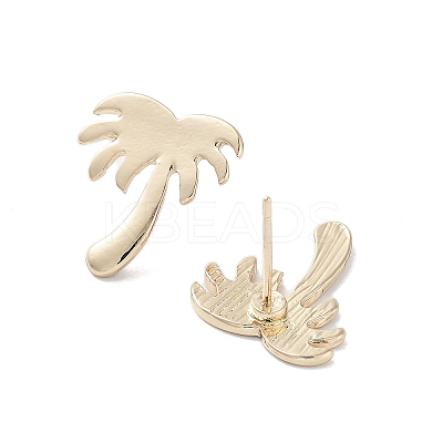 Coconut Tree Alloy Studs Earrings for Women EJEW-H309-07KCG-1