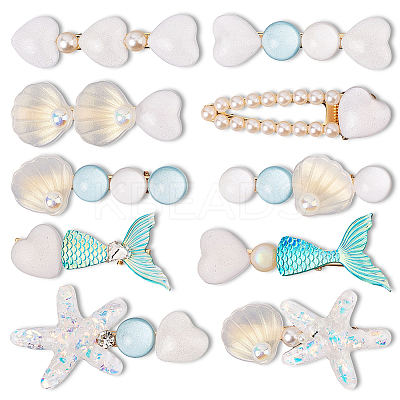 2 Bags 2 Styles Resin & Alloy Alligator Hair Clips AJEW-CY0001-39B-1