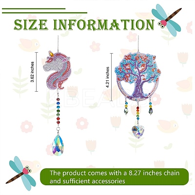 2 Sets 2 Style DIY Diamond Painting Wind Chime Kits DIY-SZ0007-54-1