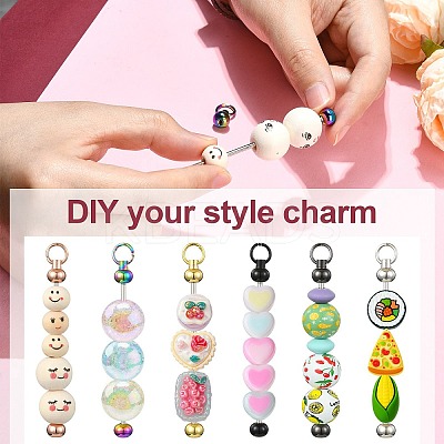 6Pcs 6 Styles Iron Bar Beadable Keychain for Jewelry Making DIY Crafts IFIN-CJ0002-37-1