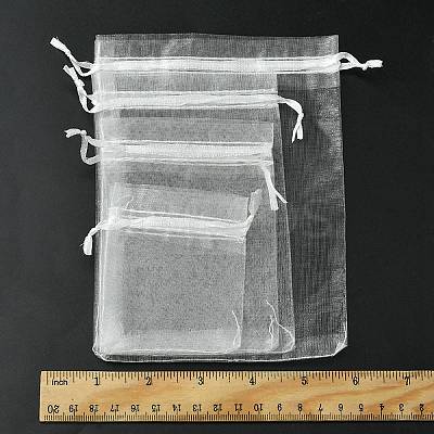 30Pcs 4 Styles Rectangle Organza Bags Jewellery Storage Pouches Wedding Favour Party Mesh Drawstring Gift OP-FS0001-01C-1