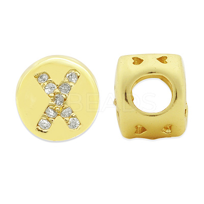 Brass Micro Pave Clear Cubic Zirconia Beads KK-T030-LA843-XX3-1
