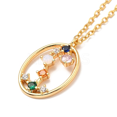 Colorful Cubic Zirconia Constellation Pendant Necklace NJEW-H166-01K-1