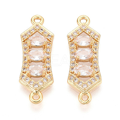 Brass Pave Clear Cubic Zirconia Links/Connector Charms KK-T077-68G-1