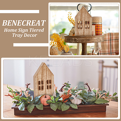 4Pcs 2 Styles Christmas Wood House Display Decorations DJEW-BC0001-28B-1