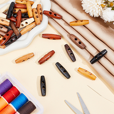 70pcs 7 colors Natural Wood Buttons FIND-NB0005-03C-1