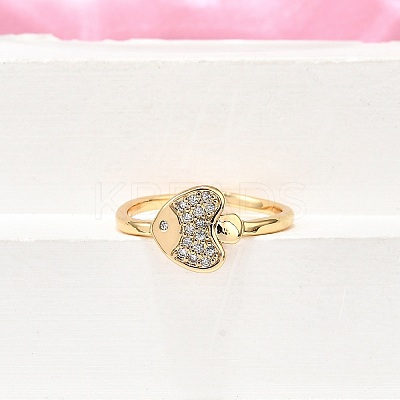 Brass Micro Pave Clear Cubic Zirconia Cuff Rings for Women RJEW-H247-33G-1