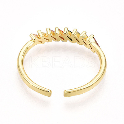 Brass Micro Pave Cubic Zirconia Cuff Rings for Women KK-T070-109-1
