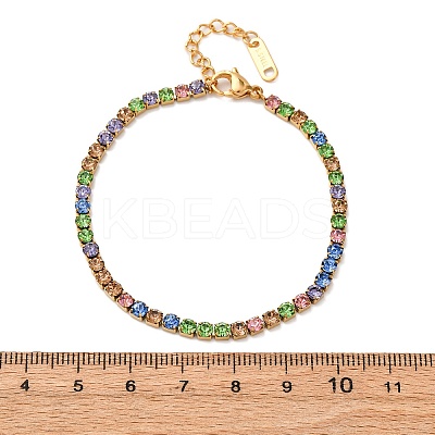 304 Stainless Steel Rhinestone Cup Chain Bracelets for Women BJEW-G753-01G-03-1