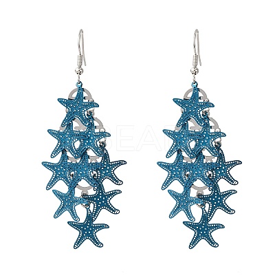 430 Stainless Steel Starfish Dangle Earrings EJEW-A137-11P-02-1