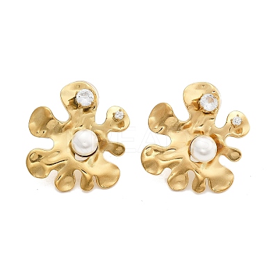 304 Stainless Steel Clear Cubic Zirconia Stud Earrings EJEW-R020-05G-01-1