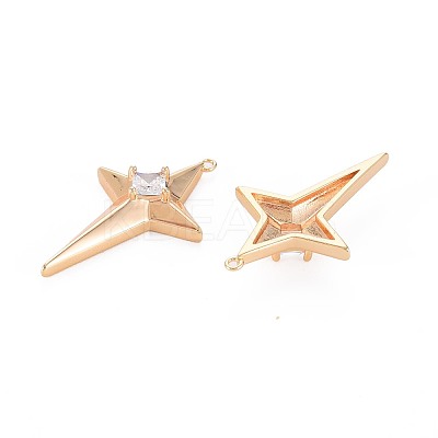 Brass Micro Pave Clear Cubic Zirconia Pendants X-KK-S364-102G-1
